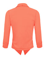 Womens casual Work Office Open Front Blazer Jacket with Removable Shoulder Pads JK1133X NEON coral 1X