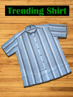 Mildin MenS Black Cotton Striped Casual Shirt - Stylish, Comfortable & Breathable For Everyday Wear, Perfect For Relaxed & Tren