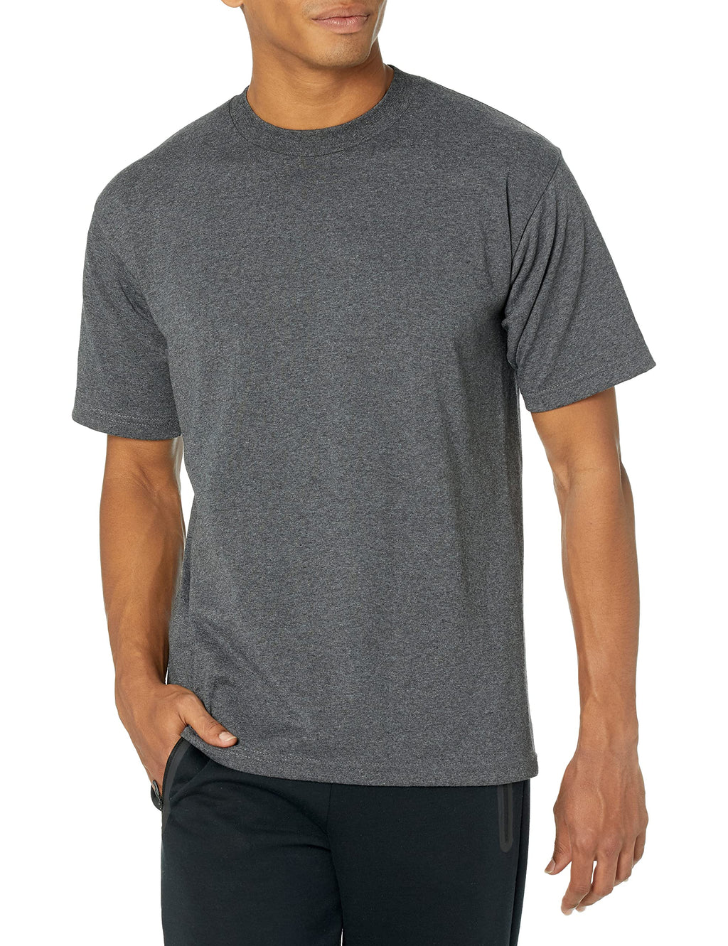 Pro Club Men's Heavyweight Cotton Short Sleeve Crew Neck T-Shirt, Charcoal, 2X-Large