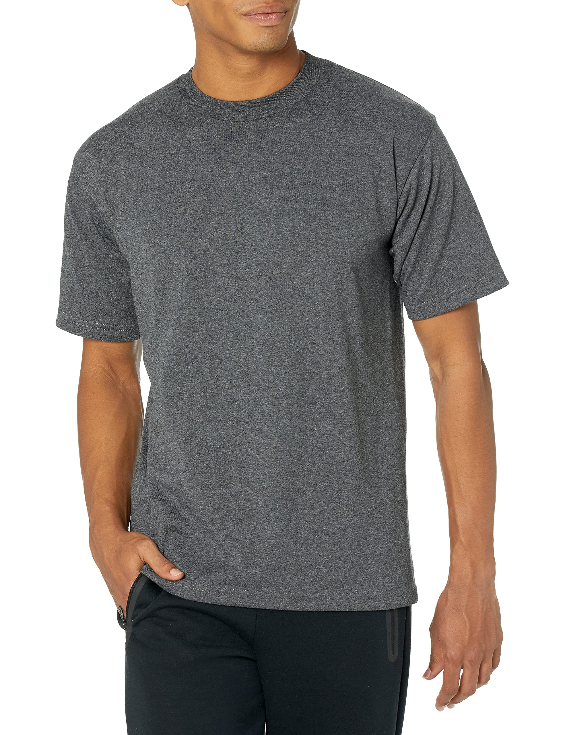 Pro Club Men's Heavyweight Cotton Short Sleeve Crew Neck T-Shirt, Charcoal, 2X-Large