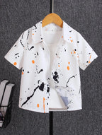 TAGAS Boys Stripes Regular Fit Shirt White-Black