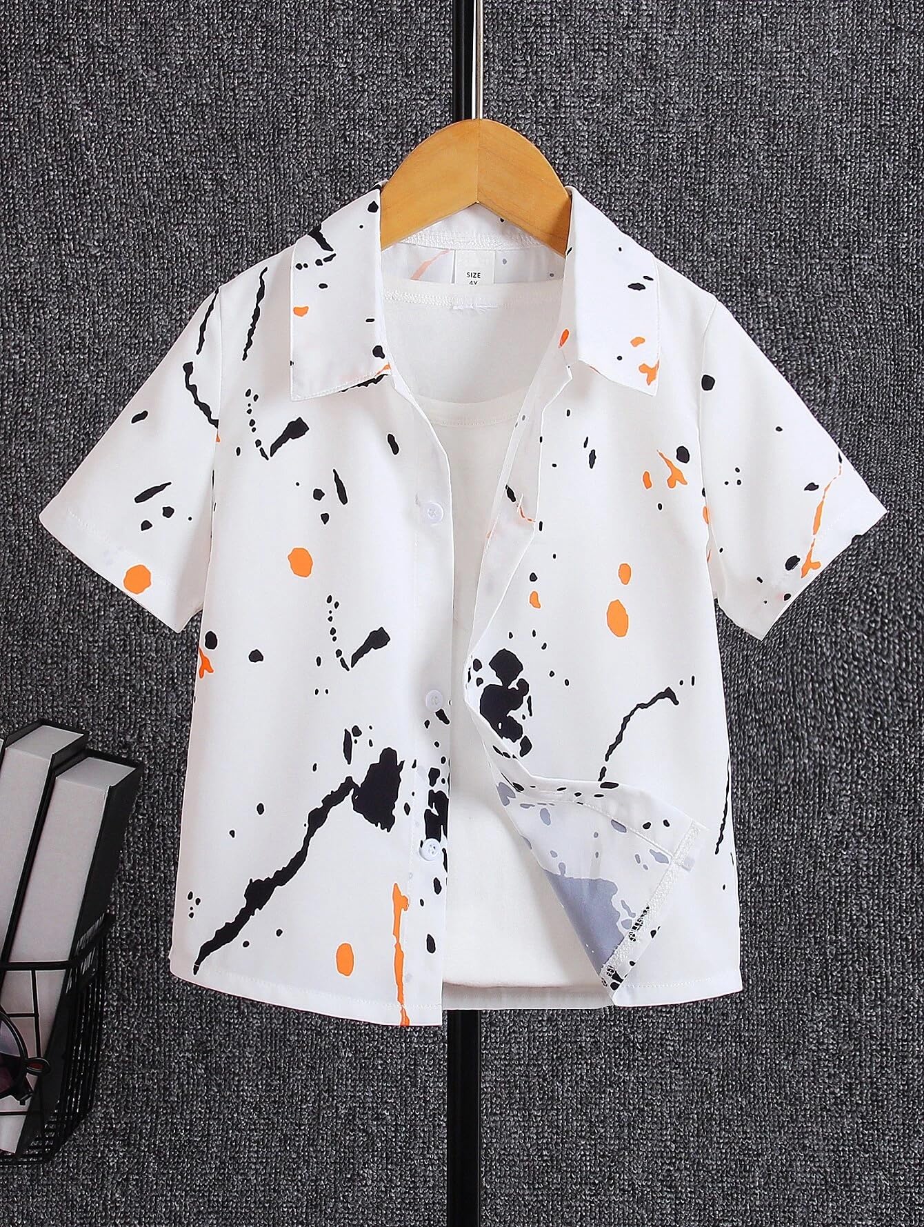 TAGAS Boys Stripes Regular Fit Shirt White-Black