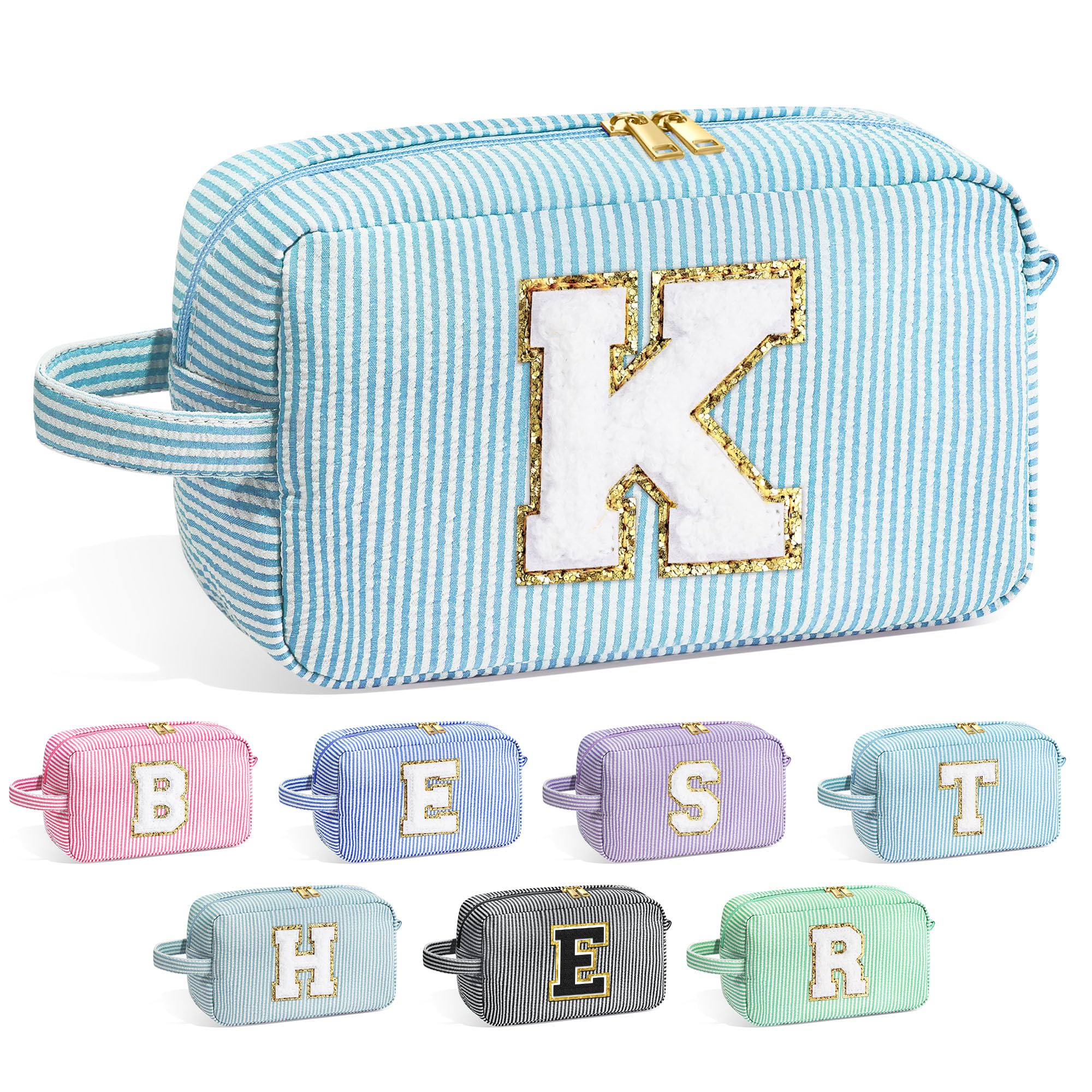 YOOLIFE Makeup Bag - Initial Makeup Bag Cosmetic Bag, Monogram Makeup Bags, Travel Cosmetic Bag, Make Up Bag, Travel Cute Makeup