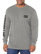 Caterpillar Men's Trademark Banner Long Sleeve Tee Shirts with Center Back Neck Wire Management Loop and CAT Logo, Dark Heather 