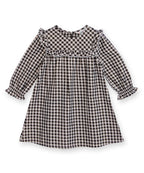 Yoke frill gingham dress BLACK/WHITE