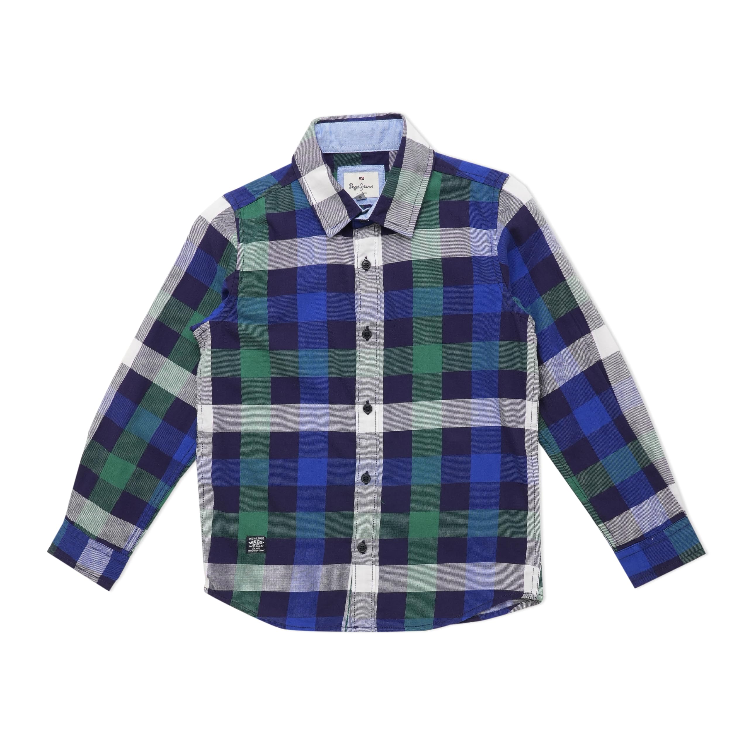 Pepe Jeans Boys Allen Block Twill Check, Navy,10