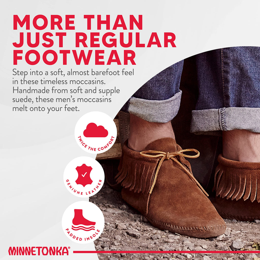 Minnetonka Men's Classic Fringe Boot, Softsole Brown, 9 M US