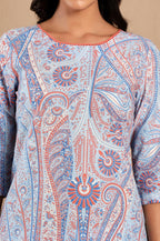W For Woman Light Blue Paisley Printed Kurta Co-Ord Set