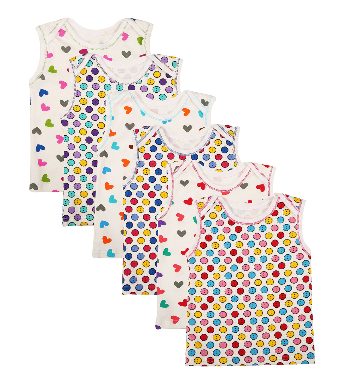 FARETO Babies Cotton TShirt (DiPrintedCutTtshirtprinted03 Months, MultiColoured, 03 Months, Set of 6) 0-3