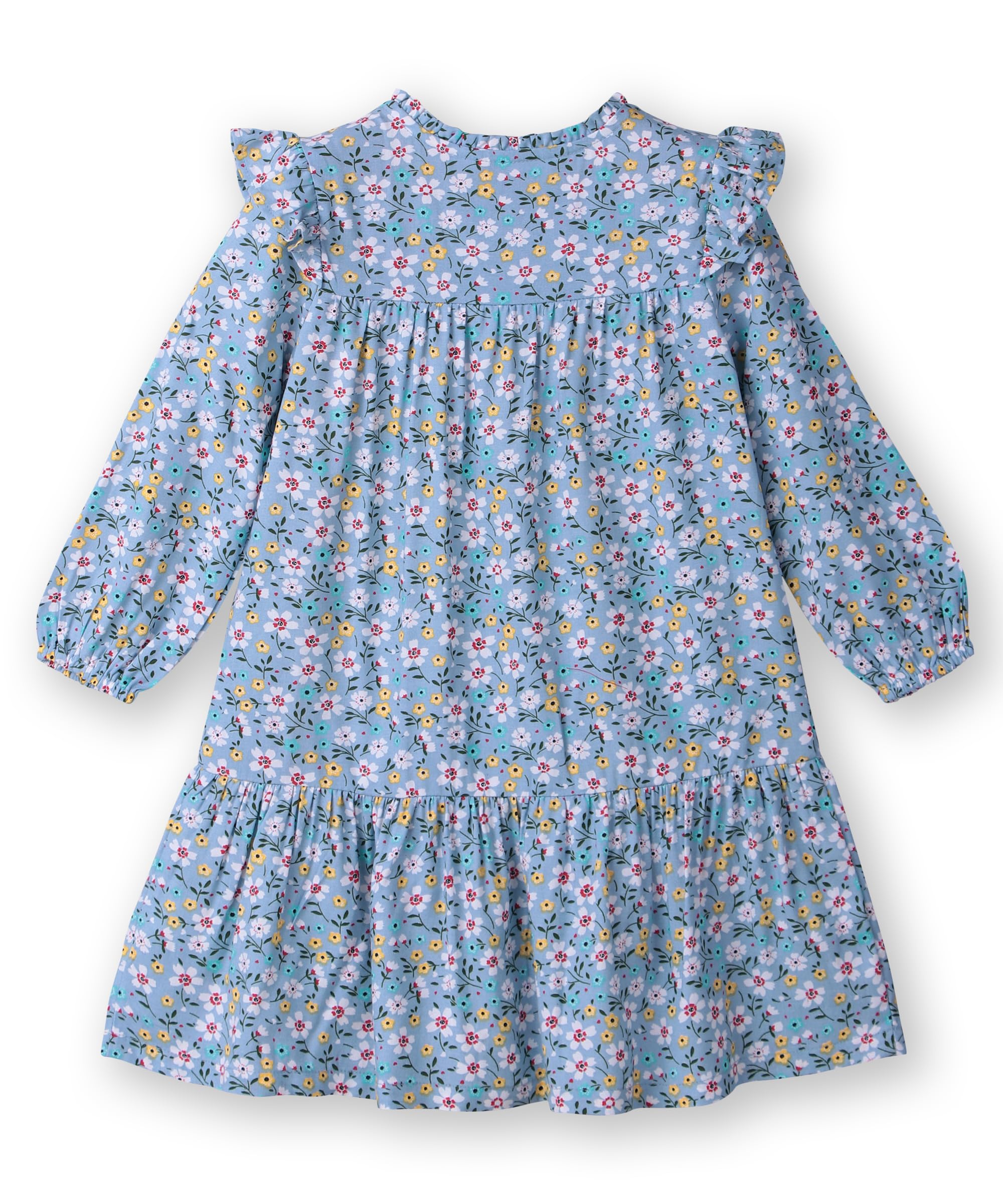 Beebay Kids Girls Button -Through Printed A-line Dress Blue