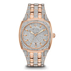Bulova Men's Crystals Phantom Rose Gold Tone Stainless Steel 3-Hand Quartz Watch, Cushion Shape Dial with Curved Mineral Crystal