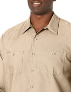 Red Kap Mens Industrial Work Shirt, Regular Fit, Long Sleeve, Light Tan, 4X-Large