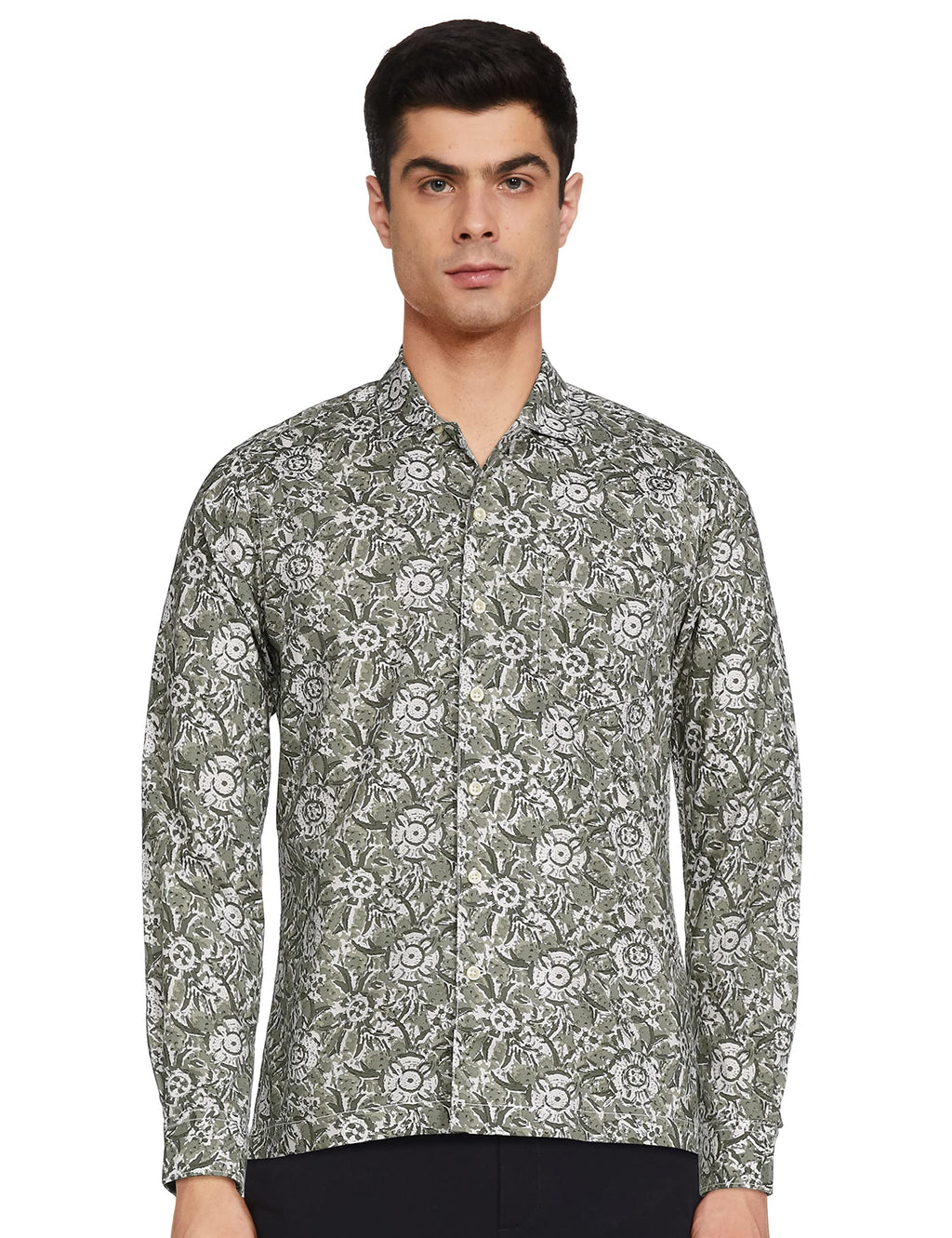 Pepe Jeans MenS Floral Slim Fit Casual Shirt (Pm306647_Green Xl)