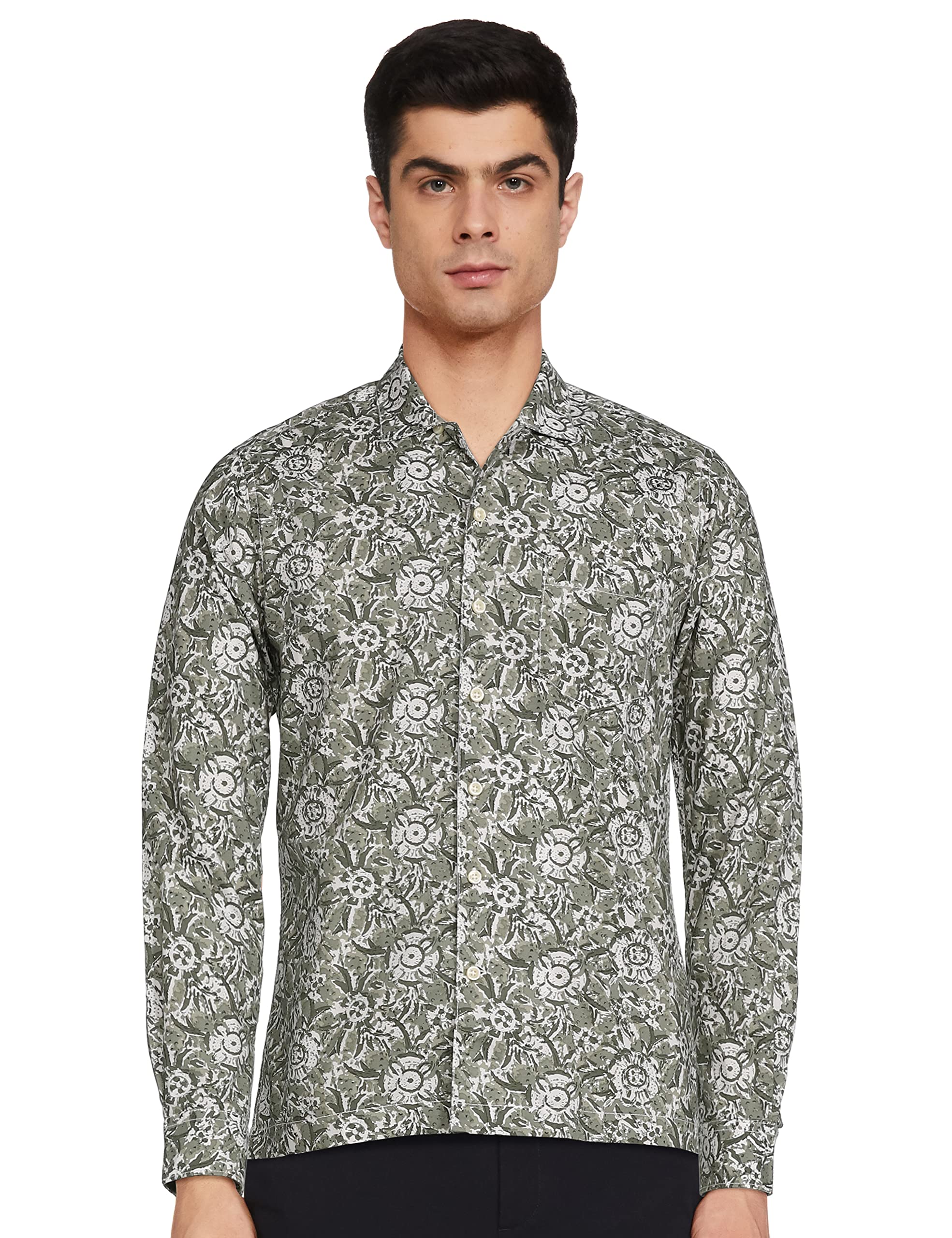 Pepe Jeans MenS Floral Slim Fit Casual Shirt (Pm306647_Green Xl)