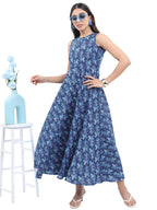 Ketch WomenS Polyester A-Line Calf Length Casual Dress (Kha1000031_Navy Blue
