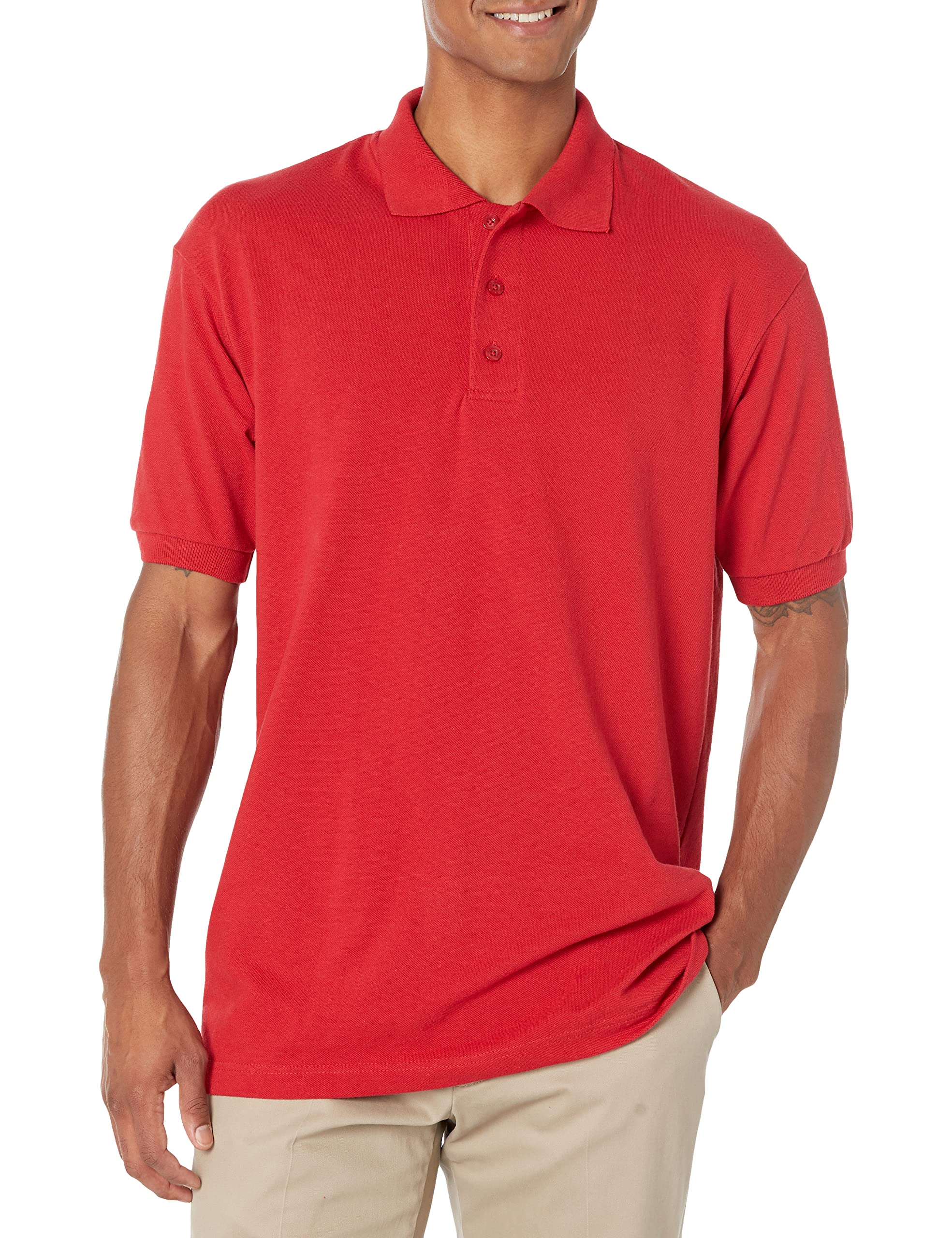 Dickies Men's Short Sleeve Pique Polo, English Red, Small