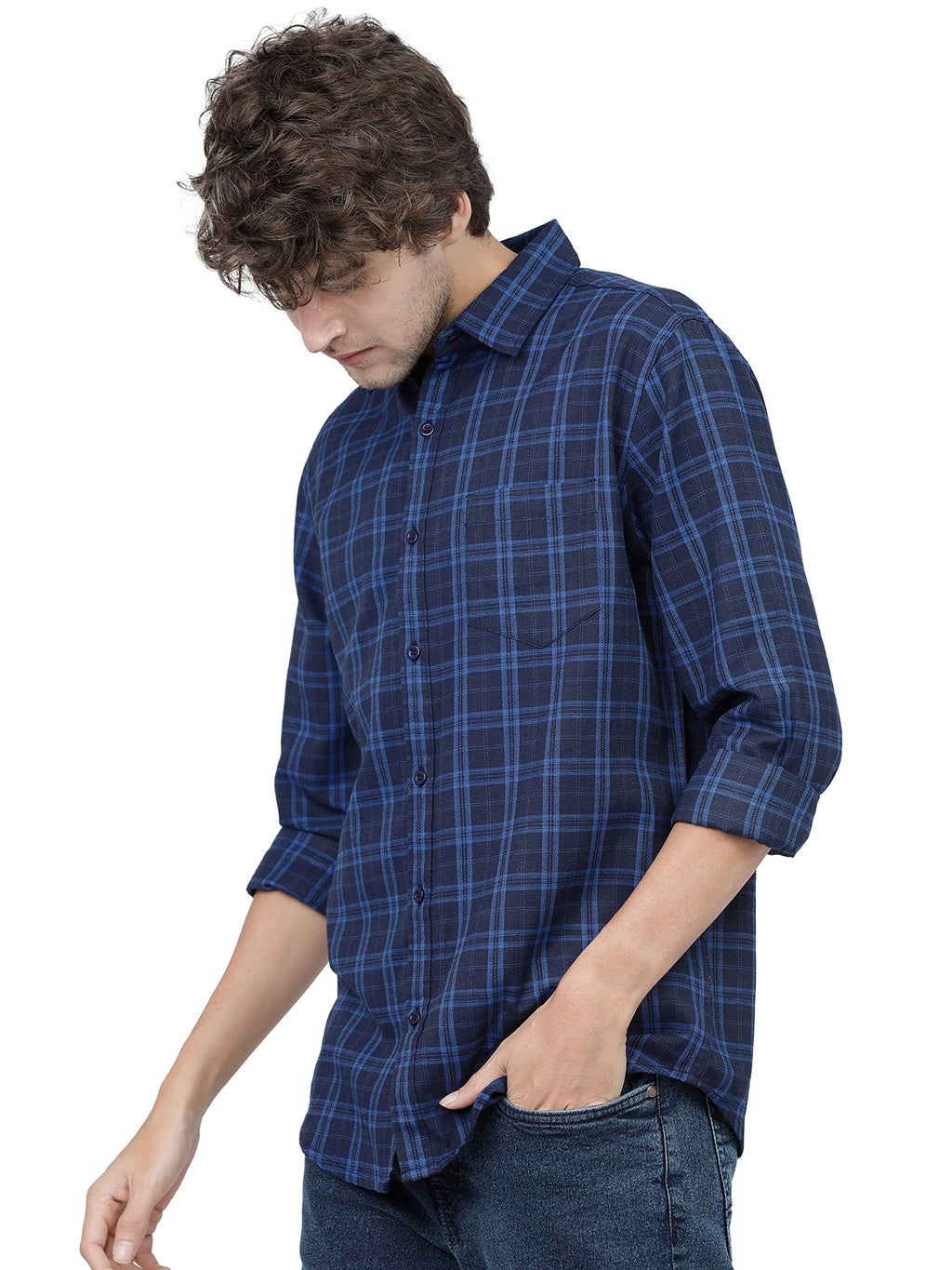 Ketch MenS Polyester Letter Print Regular Fit Shirt (Khsh000205_Purple/Navy Blue Medium)
