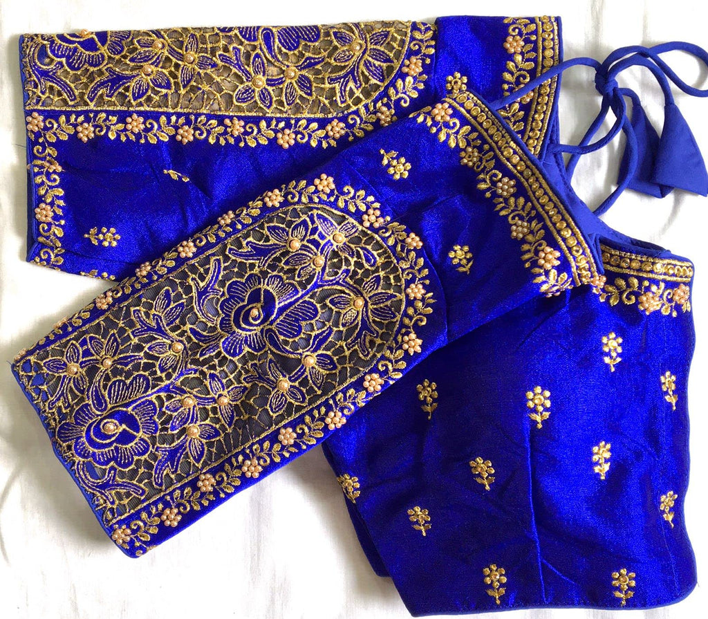 Vihu Fashion WomenS Flower Embroidery Sleeves Cut Work Readymade Saree Blouse