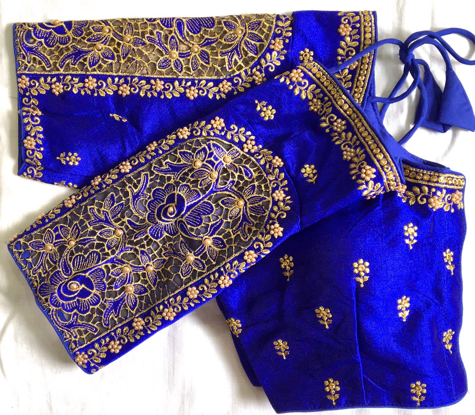 Vihu Fashion WomenS Flower Embroidery Sleeves Cut Work Readymade Saree Blouse