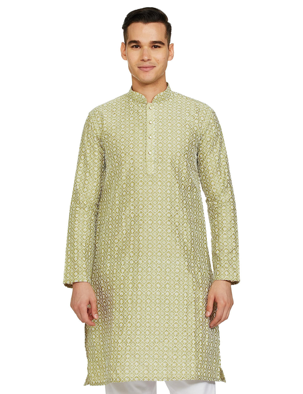 Be Active MenS Traditional Embroidered Lucknowi Full Sleeves Kurta || Cotton Kurta For Men || Men Kurta For Wedding || Kurta Fo