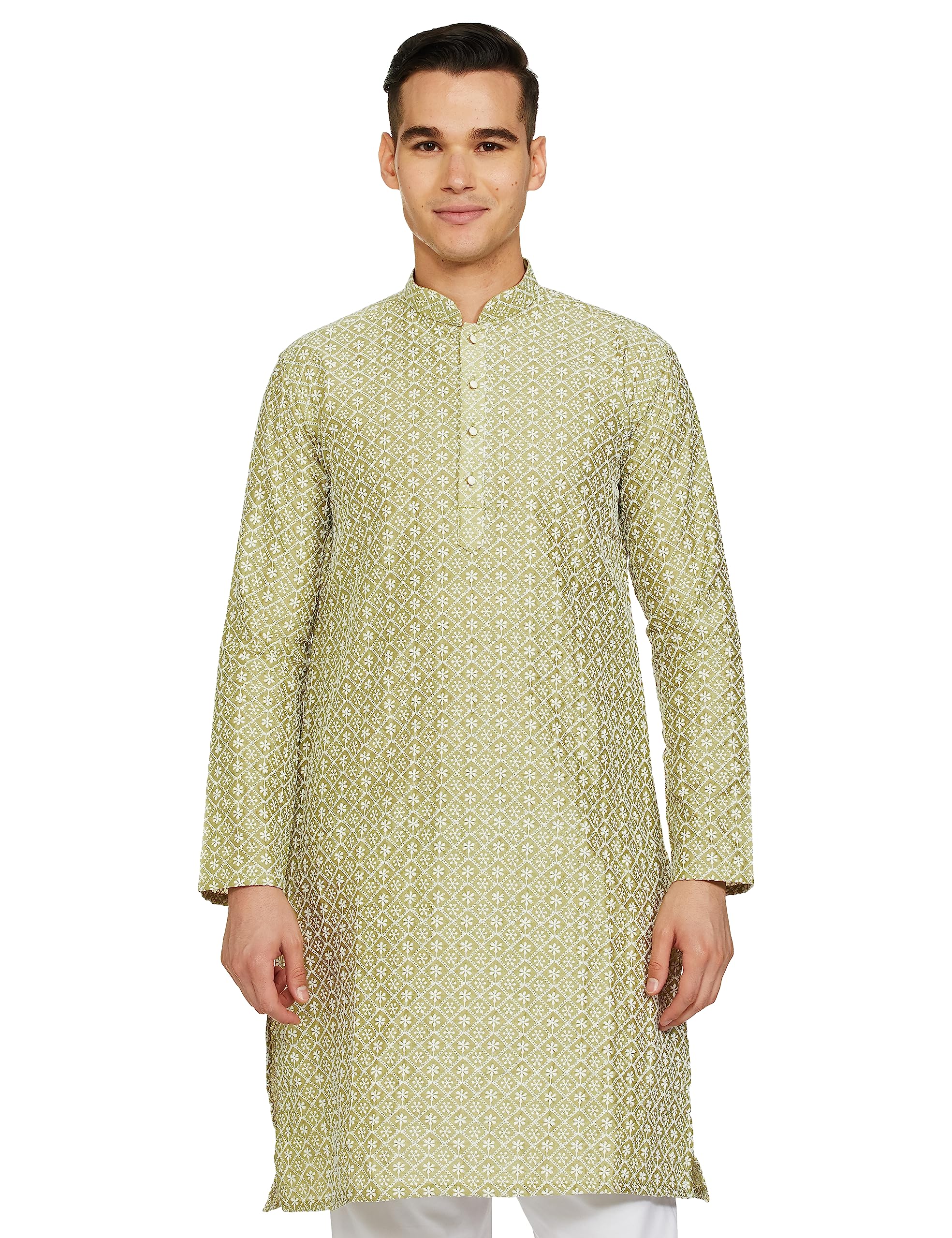 Be Active MenS Traditional Embroidered Lucknowi Full Sleeves Kurta || Cotton Kurta For Men || Men Kurta For Wedding || Kurta Fo