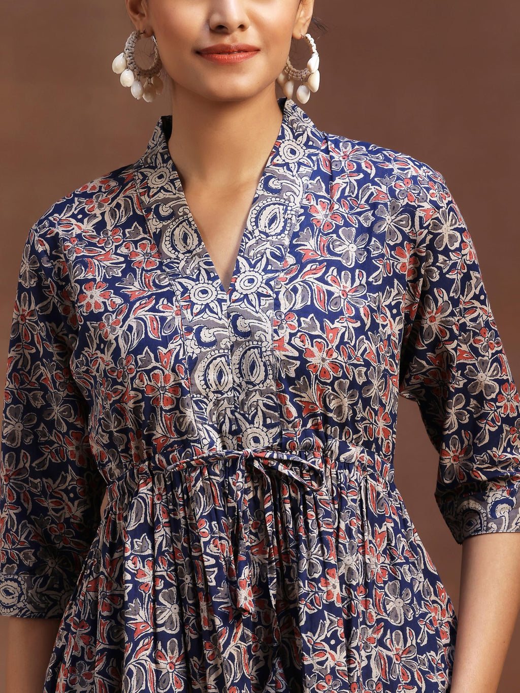 Libas WomenS Cotton Printed A-Line Kurti (29102Or_Blue