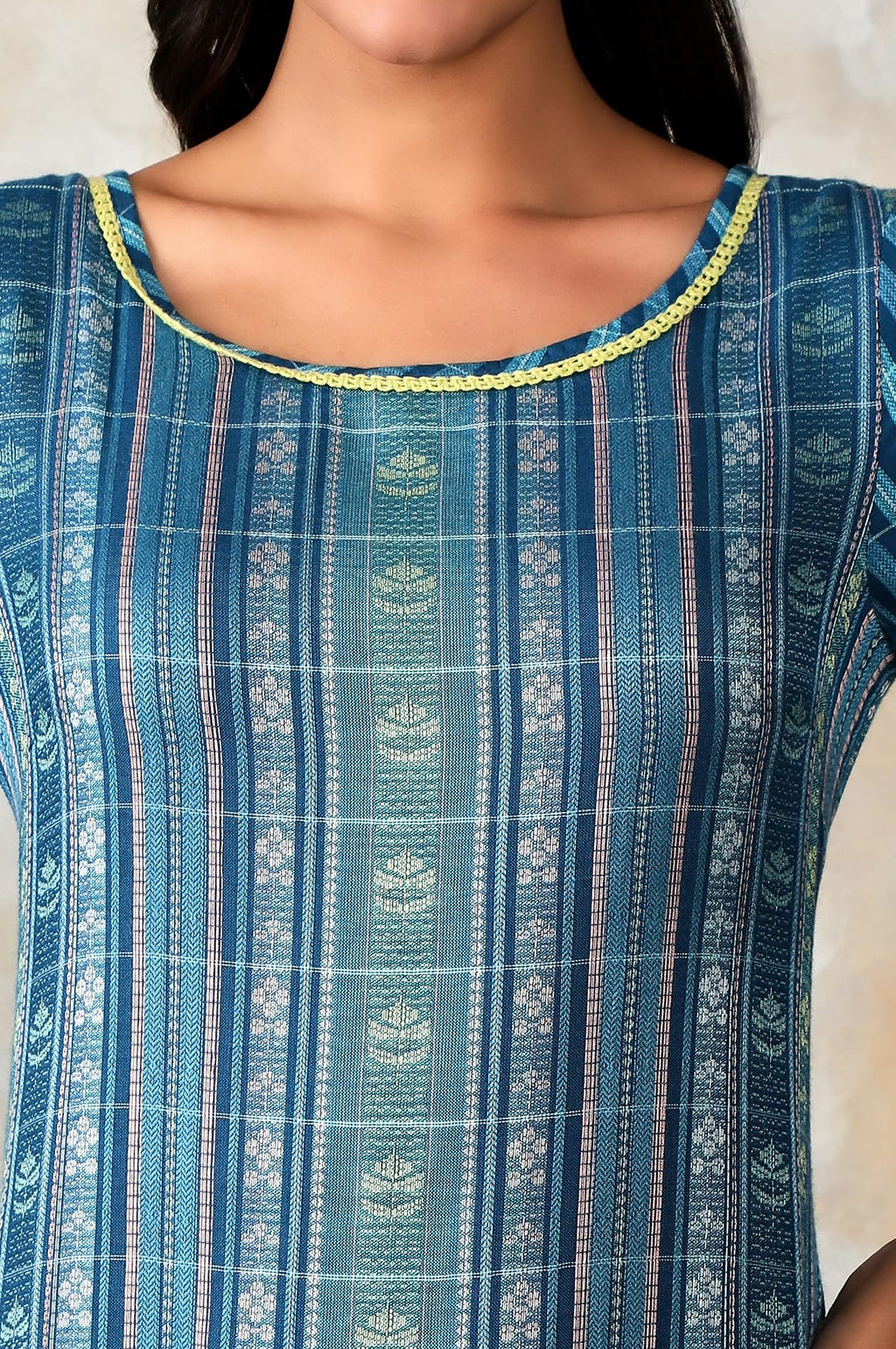 Aurelia WomenS Blue Geometric Printed Printed Regular Kurta