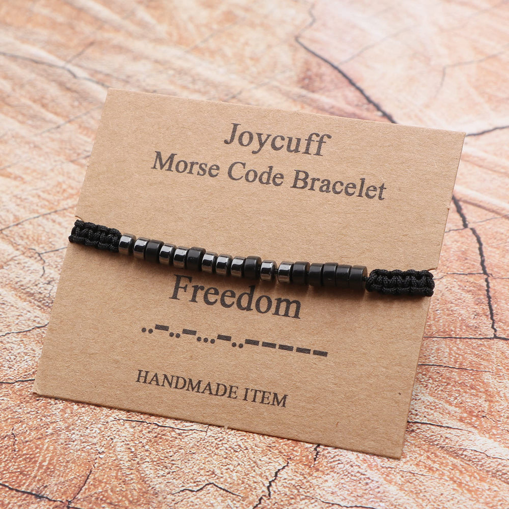 JoycuFF Morse Code Bracelet for Women Men Teens Trendy Handmade Adjustable Bead Strand Bracelet Unique Funny Christmas Birthday