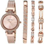 Anne Klein Women's Japanese Quartz Dress Watch with Metal Strap, Rose Gold, 12 (Model: AK/3584RGST)
