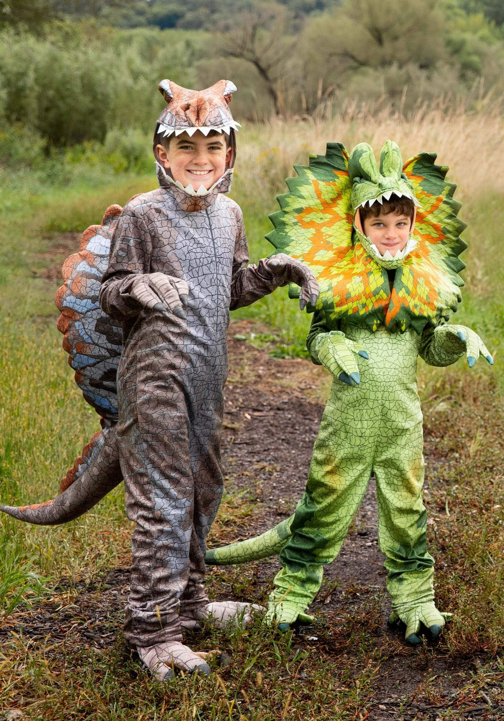 Fun Costumes - Kids Spinosaurus Costume, Prehistoric Childrens Dinosaur Jurassic Halloween Outfit (Large Bundle w/Egg Bag, Gray)