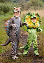 Fun Costumes - Kids Spinosaurus Costume, Prehistoric Childrens Dinosaur Jurassic Halloween Outfit (Large Bundle w/Egg Bag, Gray)