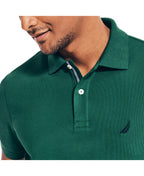 Nautica mens Classic Short Sleeve Solid Polo Shirt, Tidal Green, Large US