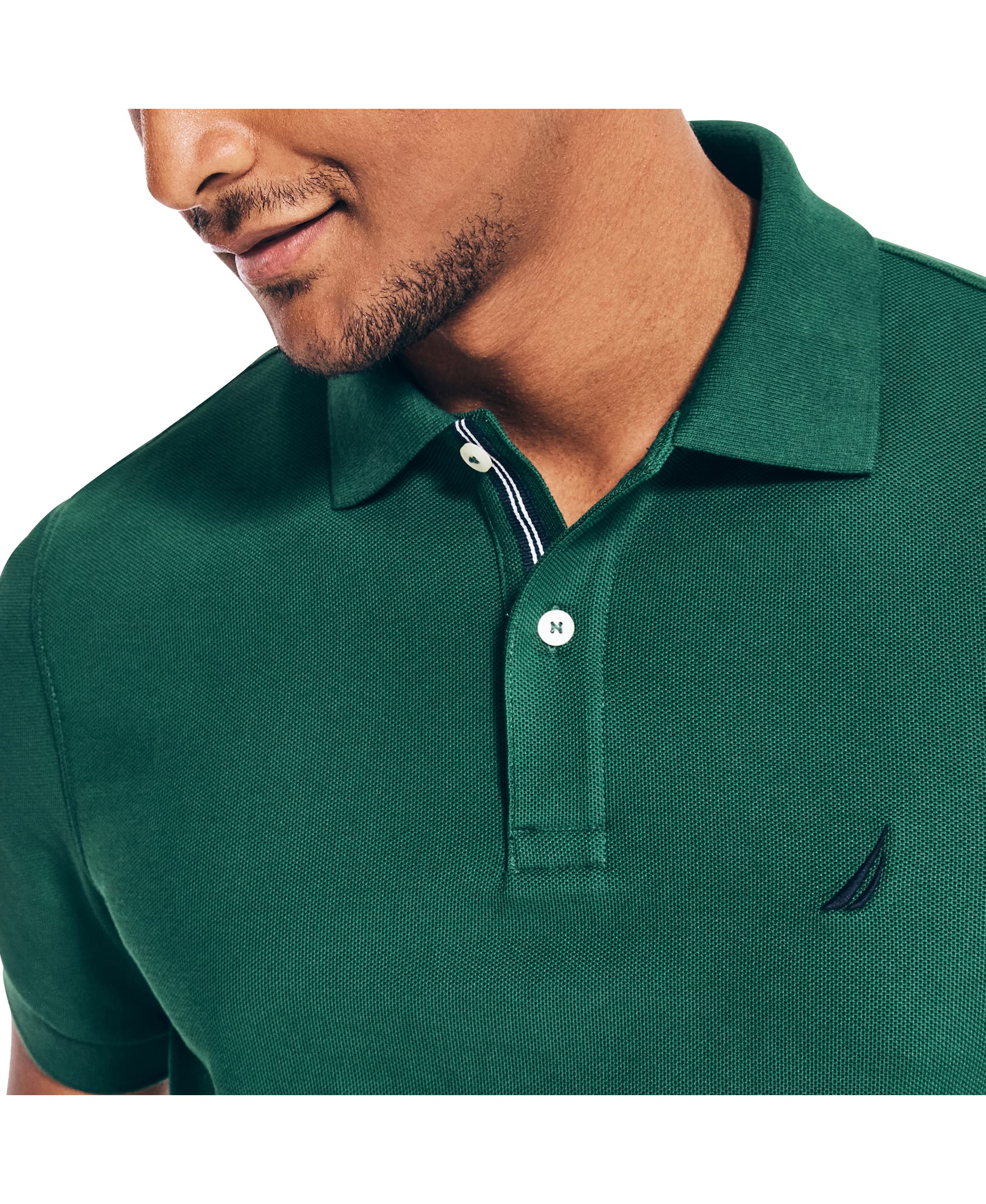 Nautica mens Classic Short Sleeve Solid Polo Shirt, Tidal Green, Large US
