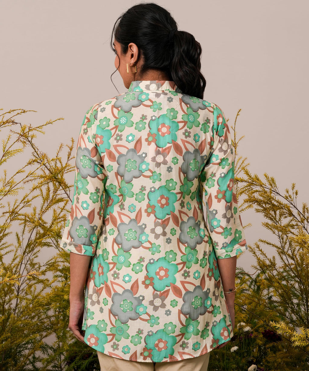 Libas WomenS Printed A-Line Kurtis (37076_Cream
