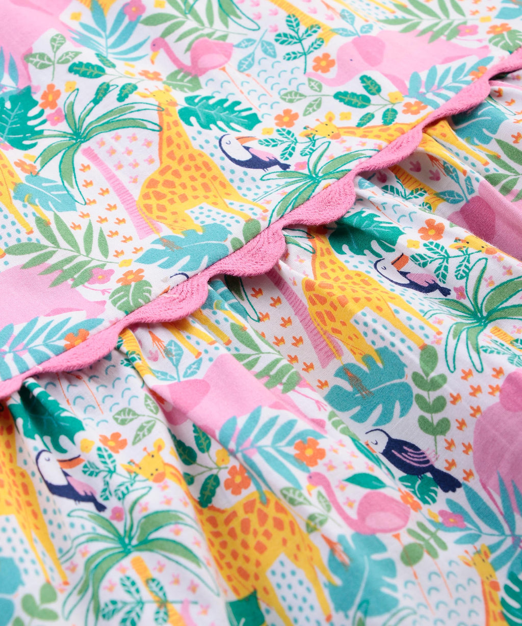 Beebay Kids Girls Tropical Print lace Detail Dress Multicolour