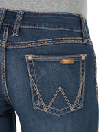 Wrangler Women's Retro Mae Mid Rise Stretch Boot Cut Jean, Dark Wash, 5W x 30L
