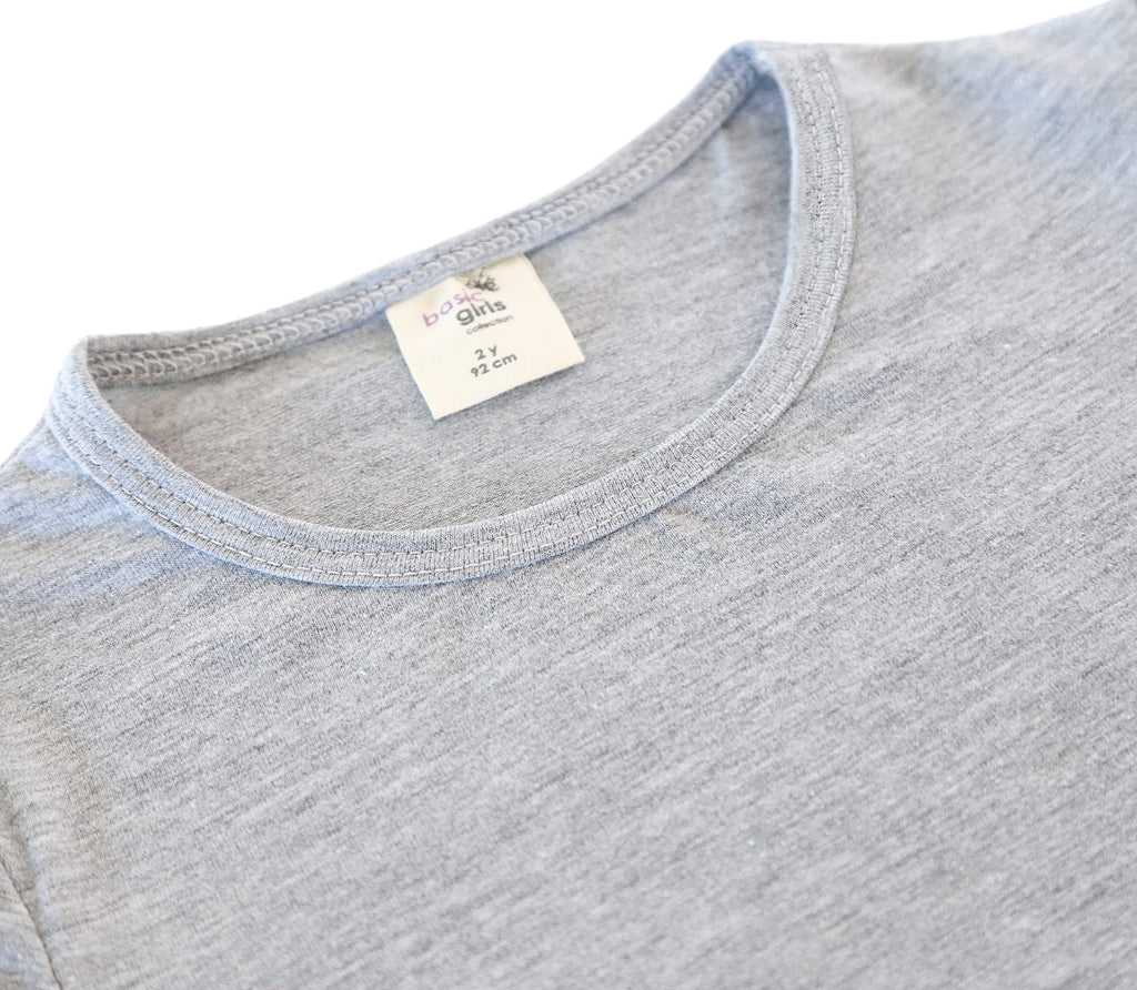 Lilax Girls' Basic Long Sleeve Round Neck Cotton T-Shirt 5 Grey