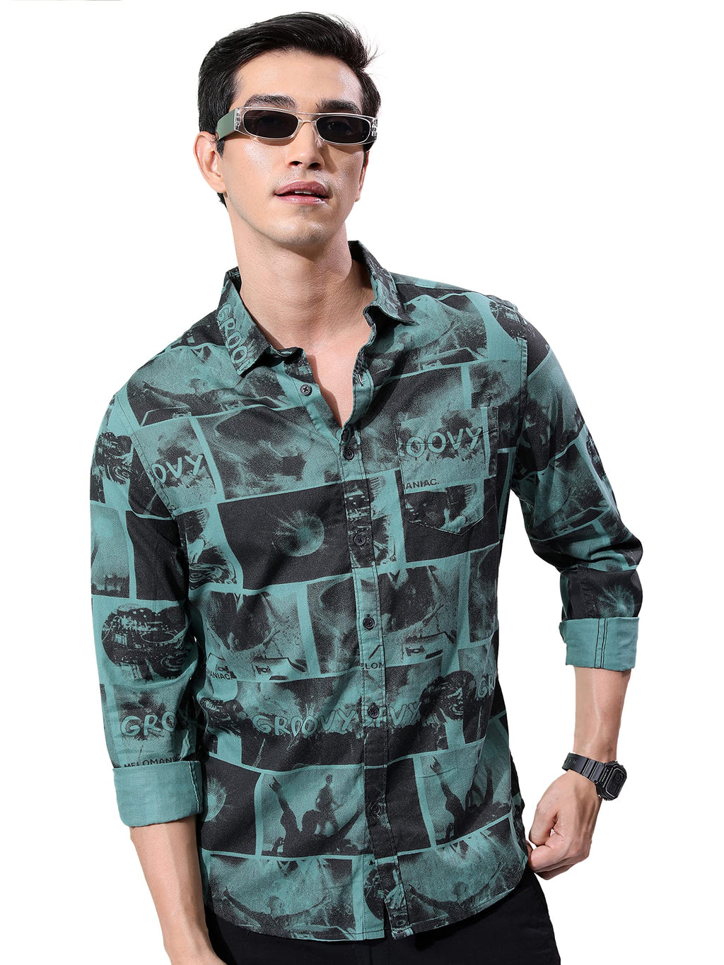 Ketch MenS Slim Fit Shirt (Khsh001377_Sea Green