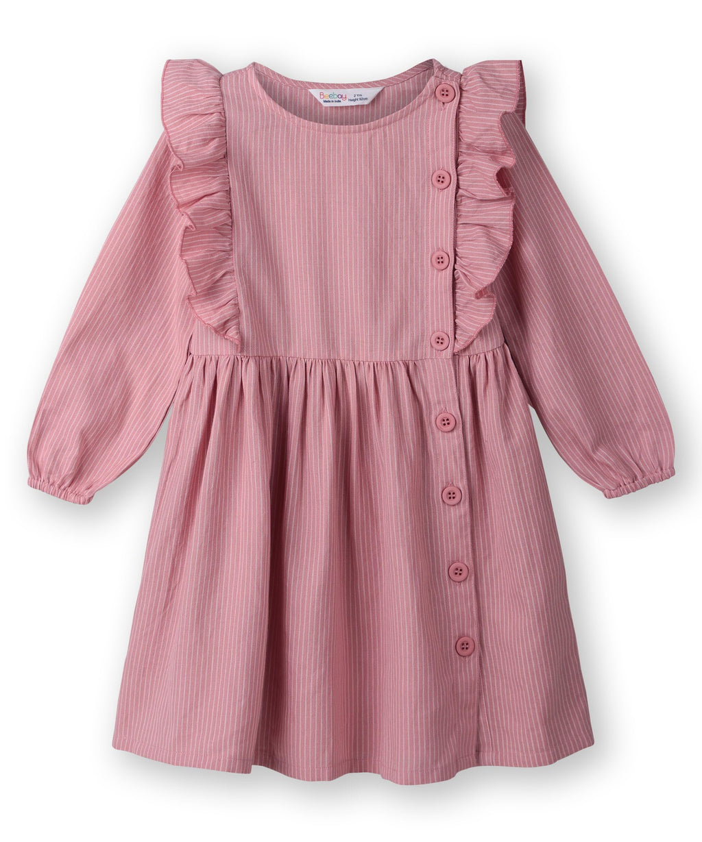 Button through striper dress Pink