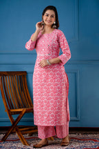 Anni Designer Women'S Cotton Blend Traditional Straight Printed Kurta And Palazzo Set (Valab Nw)