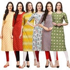 Pinkmint Women'S Crepe Digital Print Straight Kurta(Pack Of 6)[Qv-360-370-329-340-372-338-Xxl]