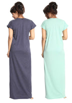 Fabme Womens Cotton Textured Maxi Casual Maternity/Feeding Nighty