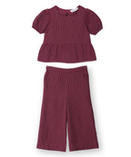 Pinstriped peplum co-ord set Maroon