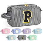 YOOLIFE Initial Makeup Bag - Personalized Monogram Cute Makeup Bags, Girls Makeup Toiletry Bag Pouch, Make Up Case for Women Her