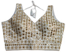 Pujia Mills Womens Readymade Blouse Sleeveless Blouse Embroidery jari Work Mirror Blouse Handwork Readymade Saree Blouse for Wo