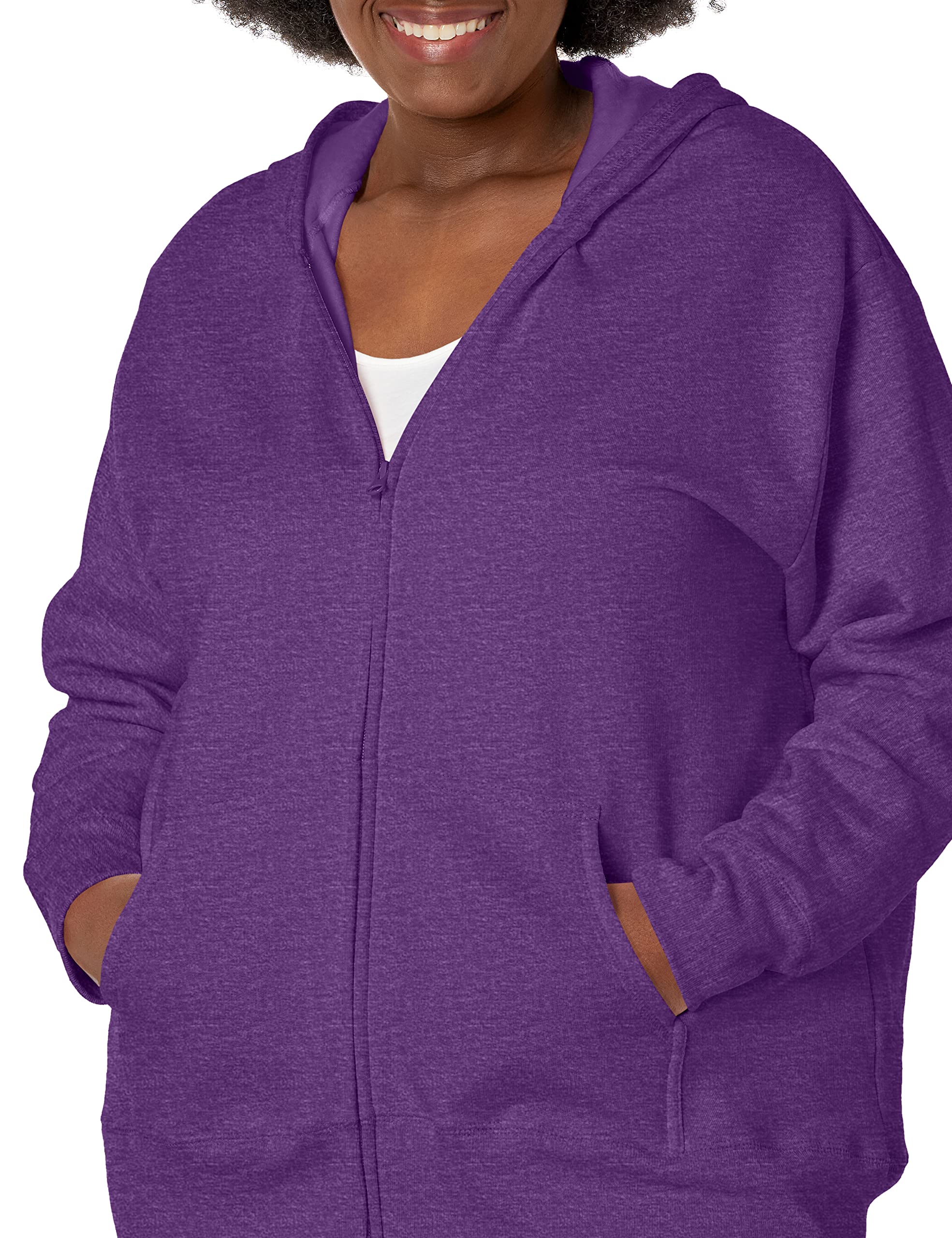 JUST MY SIZE womens Comfortsoft Ecosmart Fleece Full-zip Women's athletic hoodies, Violet Splendor Heather, 3X US