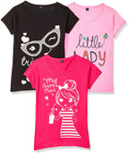 T2F Girls Cotton Regular Fit T-Shirt(Pack of 3)