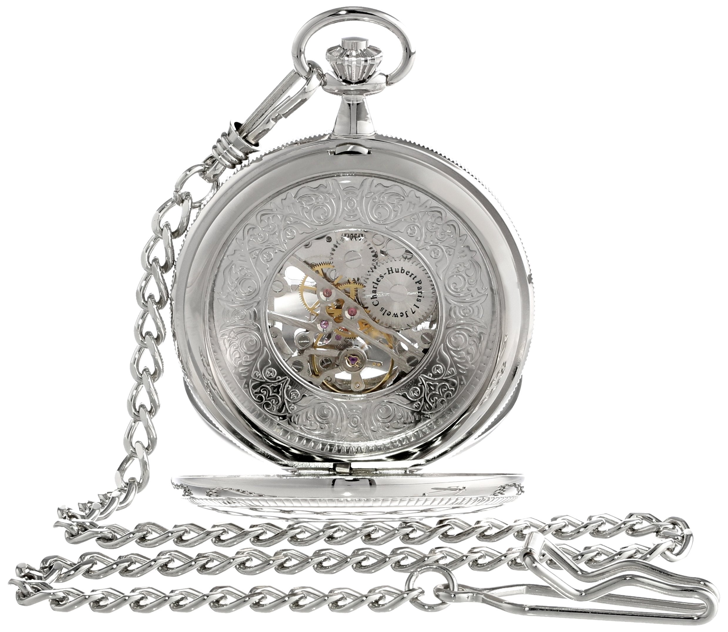 Charles-Hubert, Paris 3953-W Classic Collection Analog Display Mechanical Hand Wind Pocket Watch