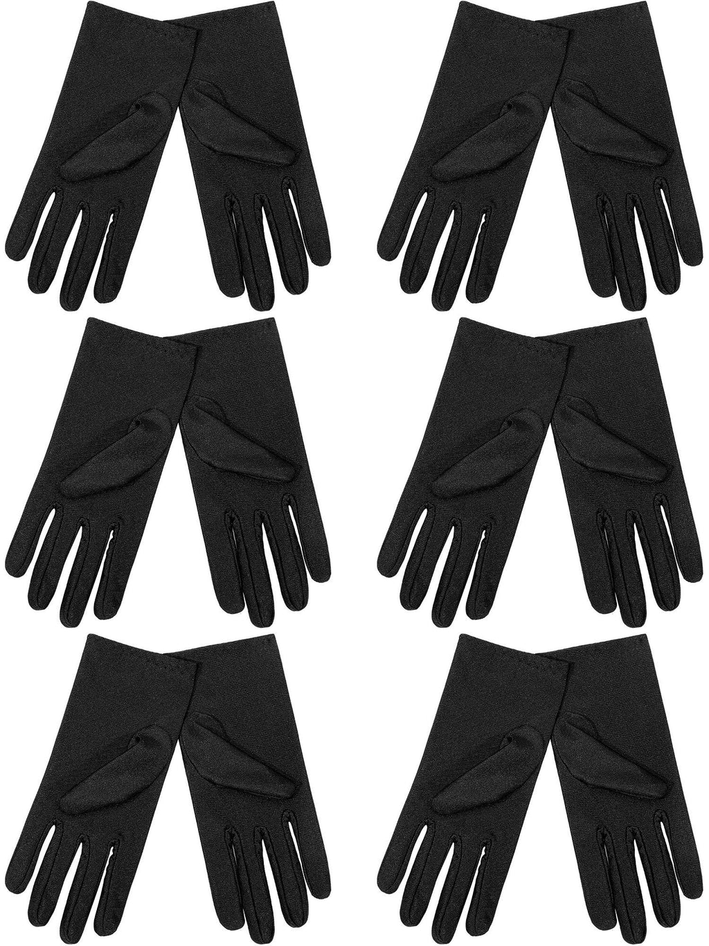 SATINIOR 6 Pairs Black White Kid Costume Glove Short Cosplay Glove Girl Boy Dress up for Halloween Party Opera Accessories