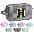 YOOLIFE Initial Makeup Bag - Personalized Monogram Cute Makeup Bag Cosmetic Travel Toiletry Pouch Make Up Case for Women Mom Bes